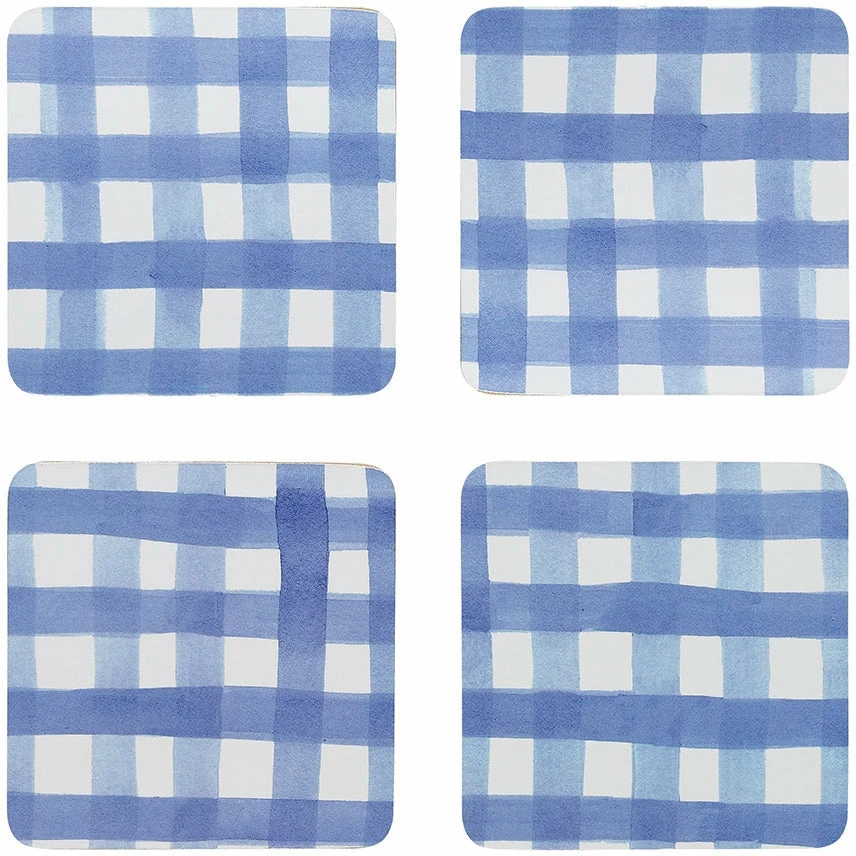 Ecology Ripe Set of 4 Coasters 10 x 10cm Blue Gingham 3 Ecology Ripe Set of 4 Coasters 10 x 10cm Blue Gingham