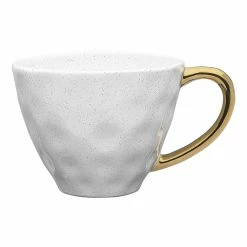 Ecology Speckle Mug 380ml Milk with Gold Handle