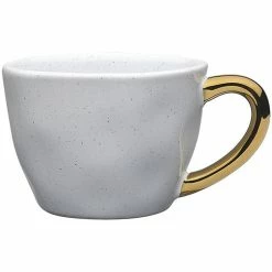 Ecology Speckle Espresso Cup 60ml Milk with Gold Handle